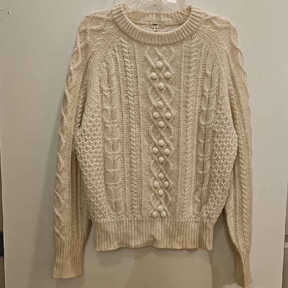 Vintage Heavy Cream Cable Knit Sweater Unisex Medium - Wool & Mohair - Picture 2 of 12